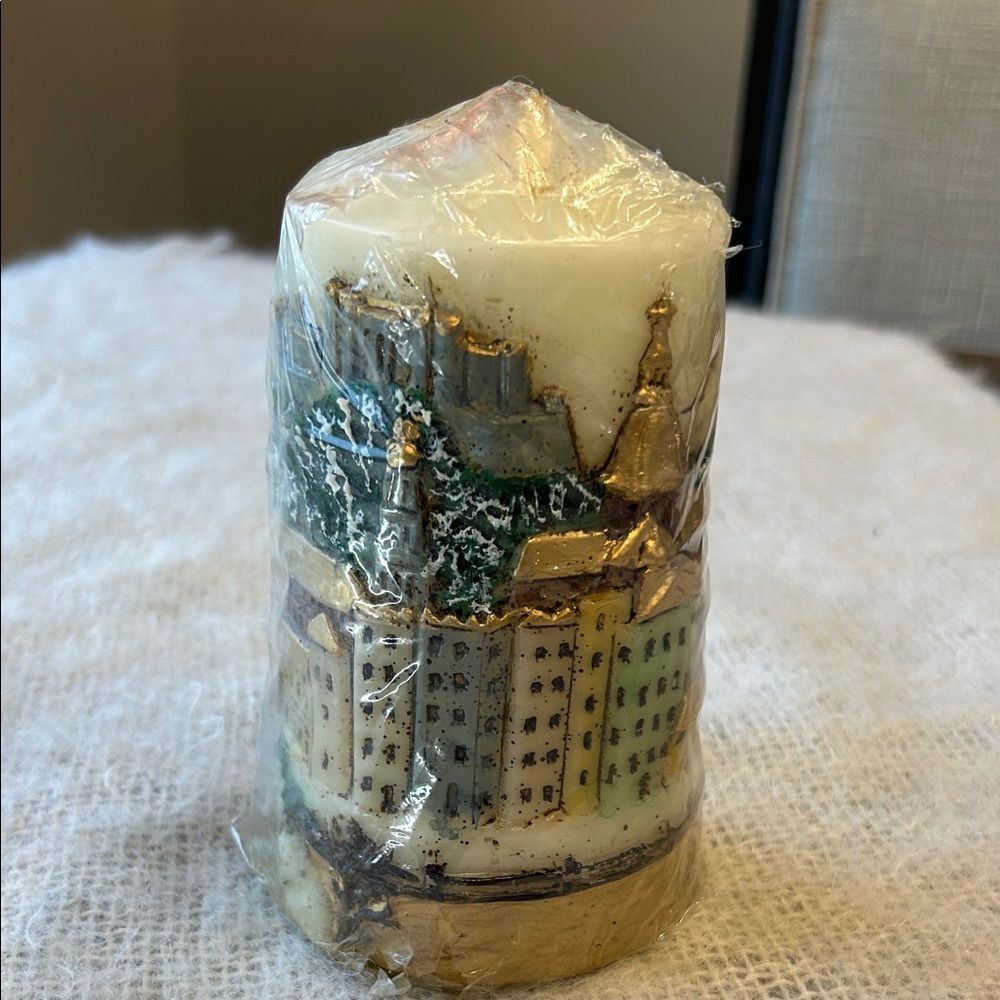 Vintage  NEW Salzburg Austria skyline 3D Candle
